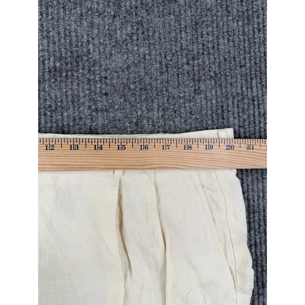 Berle Men's Linen Pants 40R 40x31 Beige Dress Trousers High Waisted Pleated READ